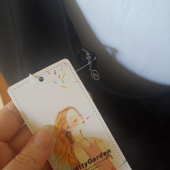 NWT Prettygarden Black One Shoulder Ruched Cocktail Formal Knee Midi Dress L - Picture 13 of 15